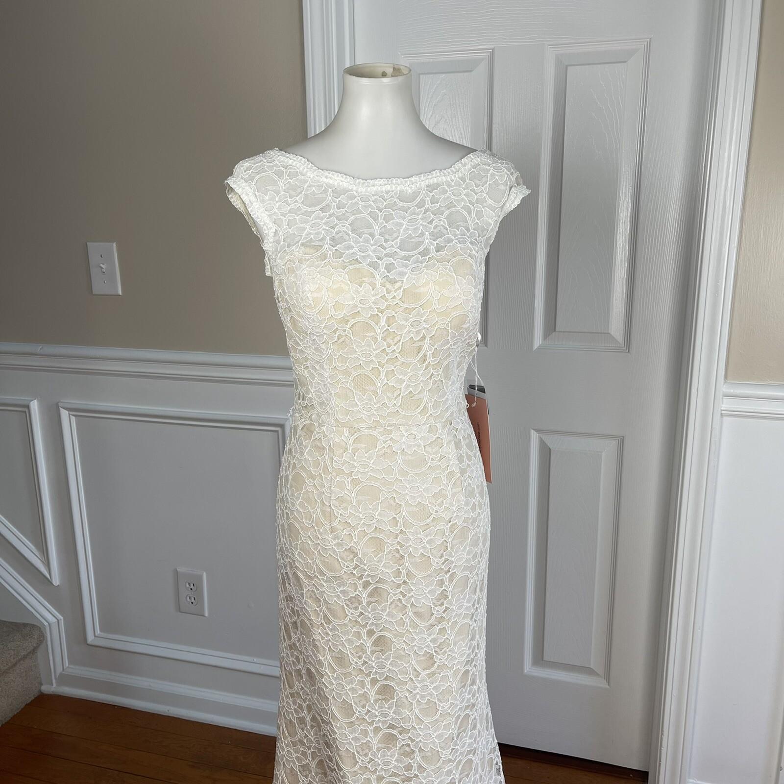 Morilee By Madeline Polyester Lace Wedding Dress Size 14 White Open Back New