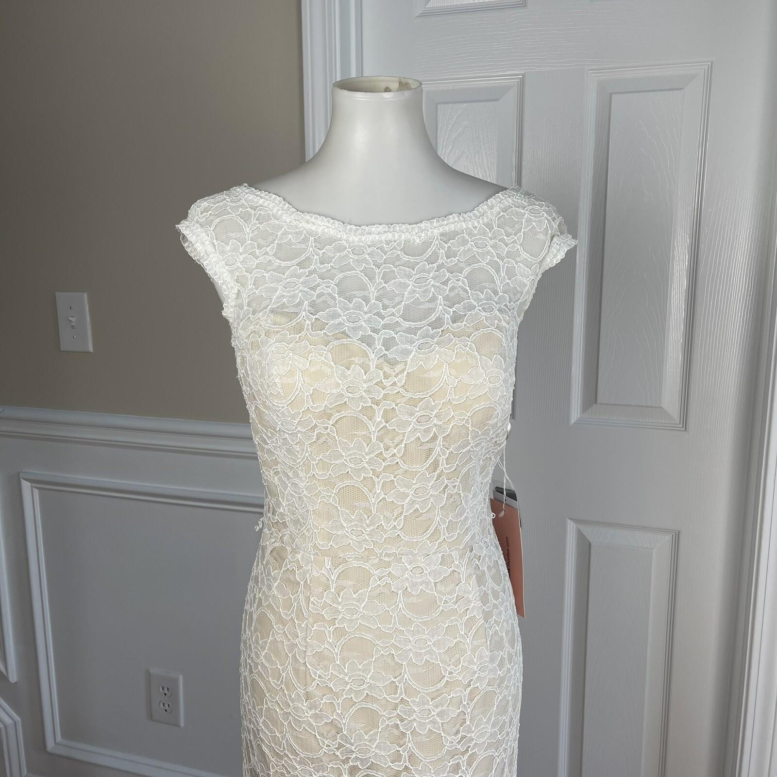 Morilee By Madeline Polyester Lace Wedding Dress Size 14 White Open Back New