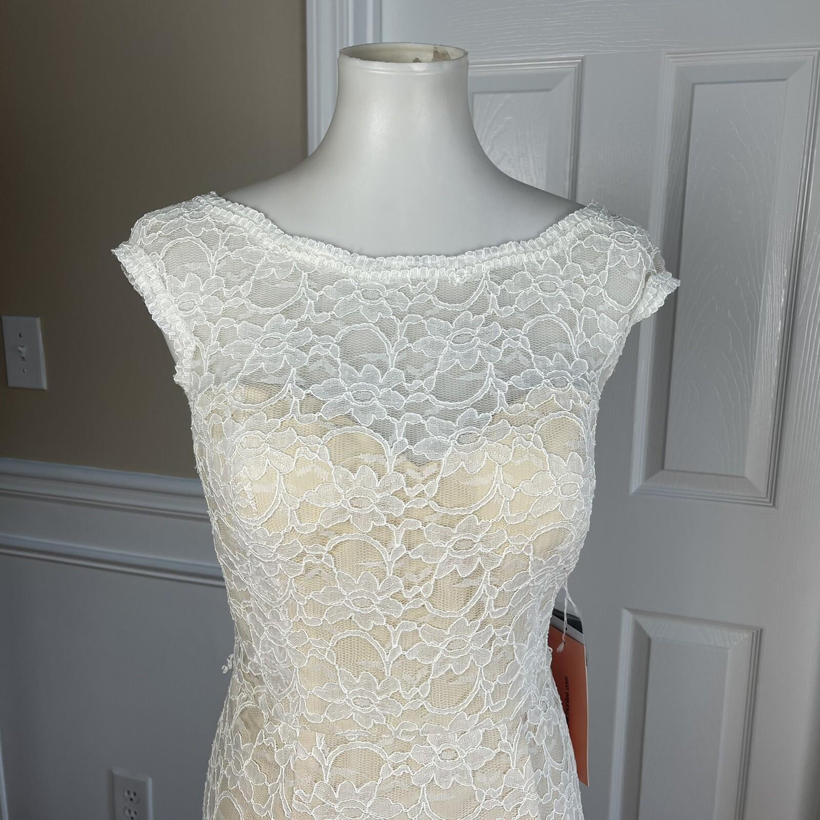 Morilee By Madeline Polyester Lace Wedding Dress Size 14 White Open Back New
