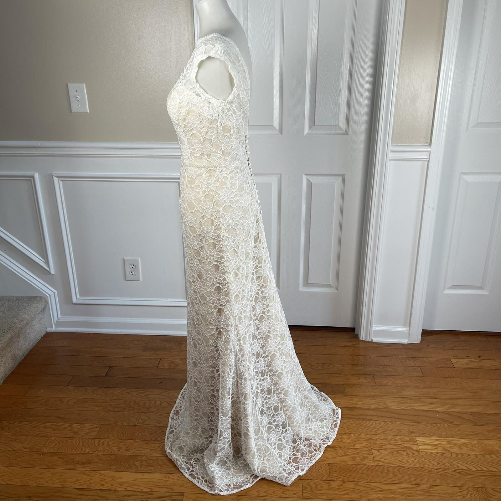 Morilee By Madeline Polyester Lace Wedding Dress Size 14 White Open Back New