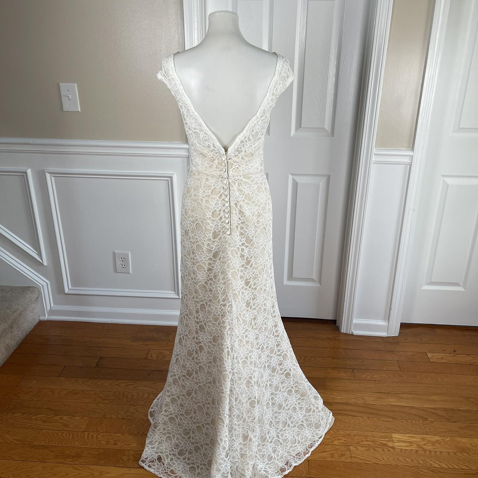 Morilee By Madeline Polyester Lace Wedding Dress Size 14 White Open Back New