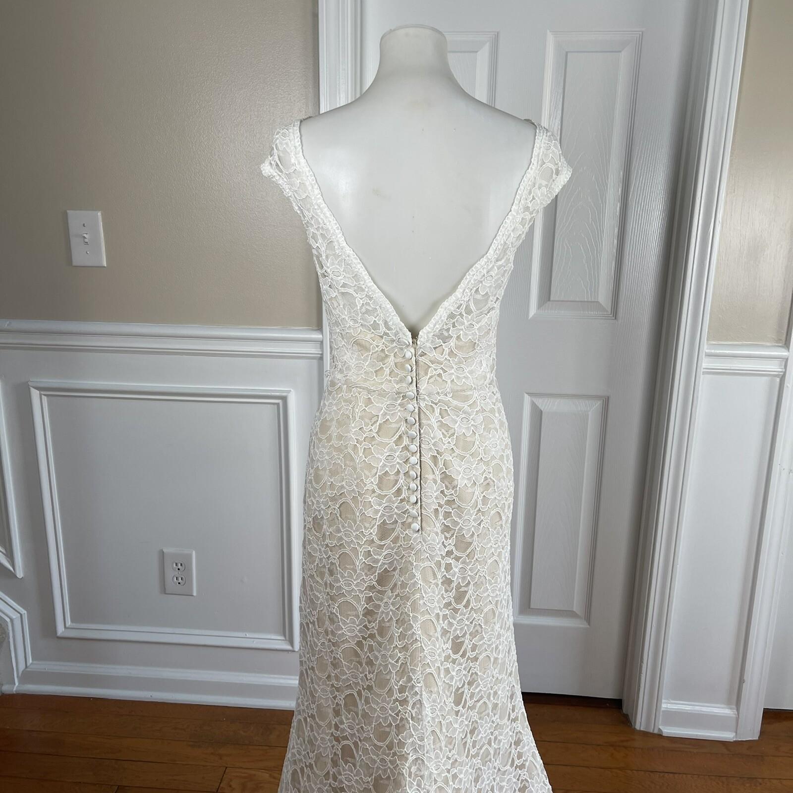 Morilee By Madeline Polyester Lace Wedding Dress Size 14 White Open Back New