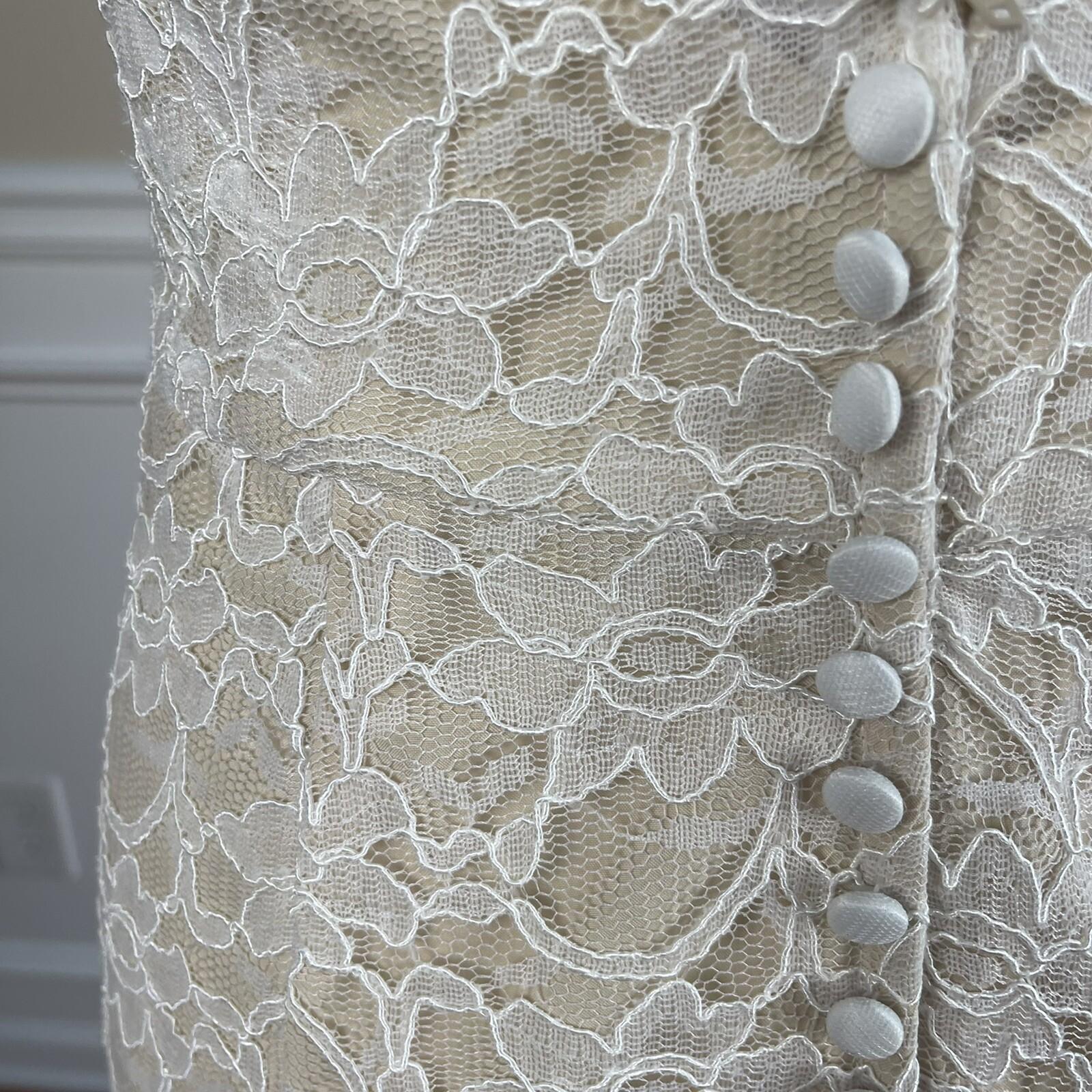 Morilee By Madeline Polyester Lace Wedding Dress Size 14 White Open Back New