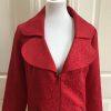 LAURA ASHLEY Women Textured Red Zippered Polyester Lined Blazer Size L