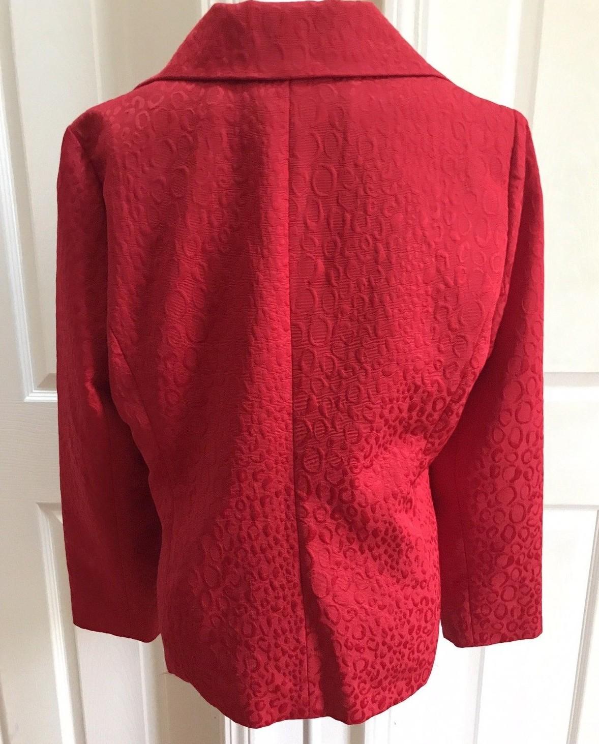 LAURA ASHLEY Women Textured Red Zippered Polyester Lined Blazer Size L