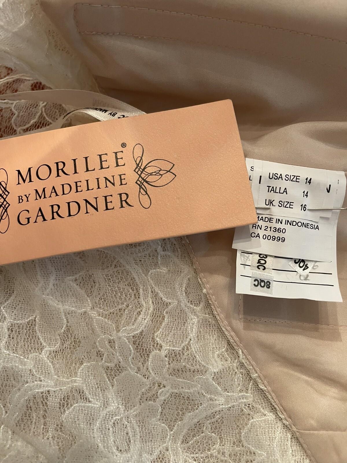 Morilee By Madeline Polyester Lace Wedding Dress Size 14 White Open Back New