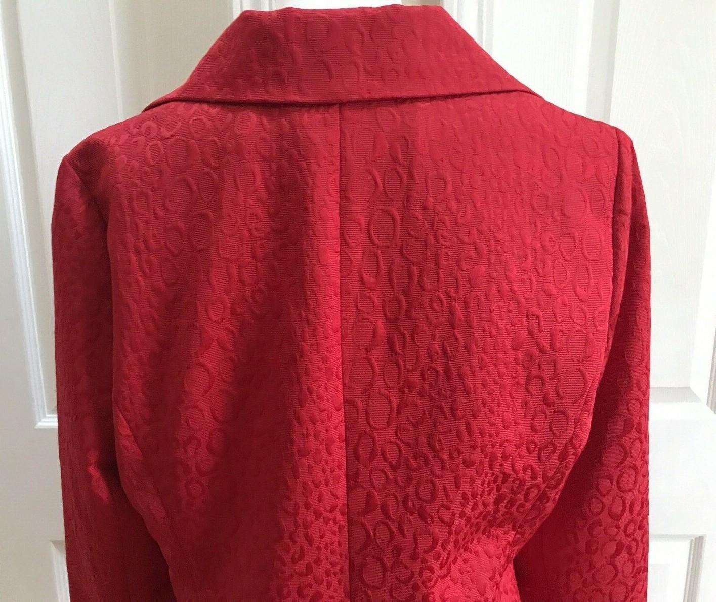 LAURA ASHLEY Women Textured Red Zippered Polyester Lined Blazer Size L