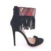 EVELYN Women Studded Fringe Embellishments Embroidered Pattern Size 9