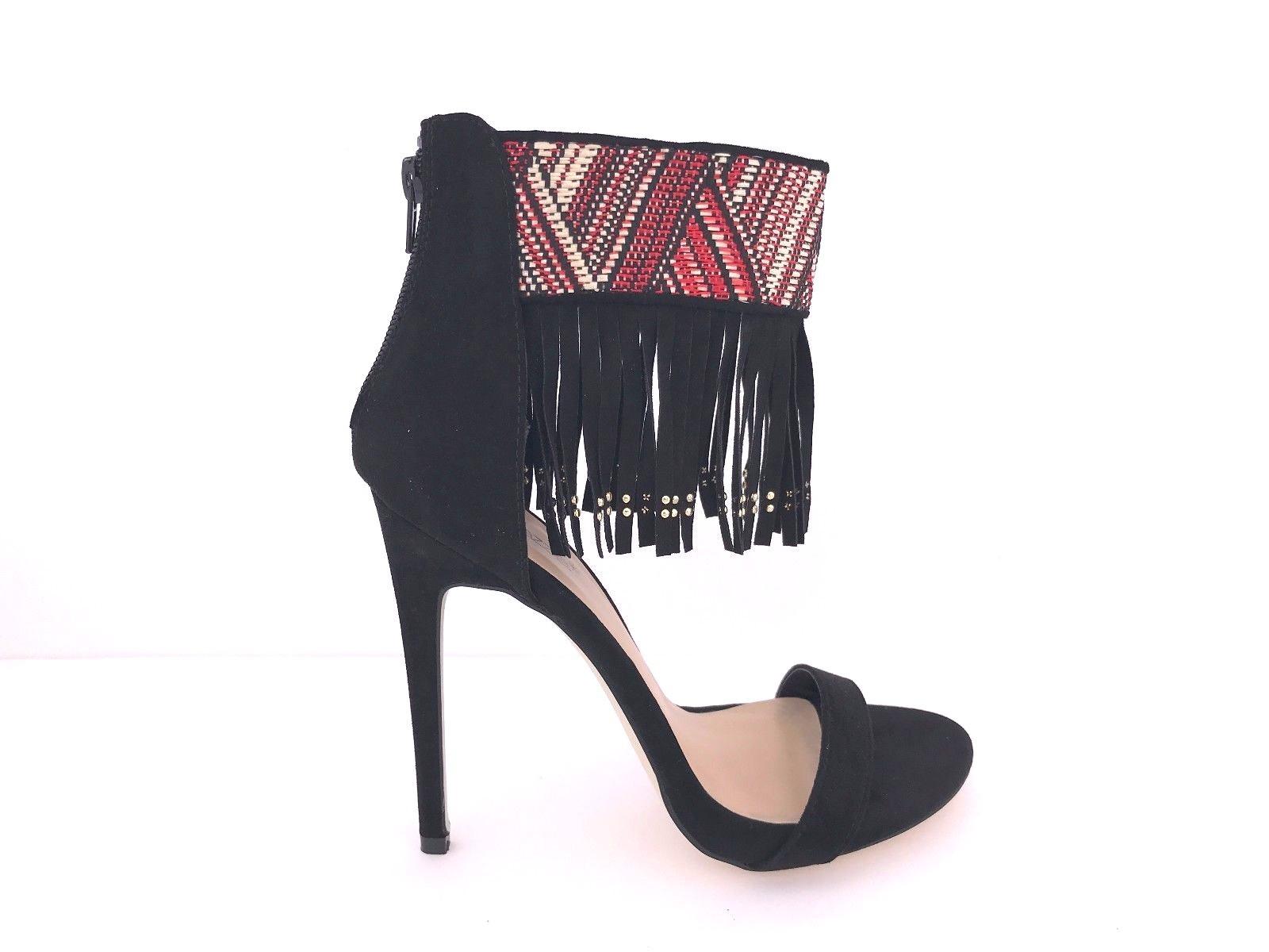 EVELYN Women Studded Fringe Embellishments Embroidered Pattern Size 9