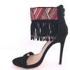 EVELYN Women Studded Fringe Embellishments Embroidered Pattern Size 9