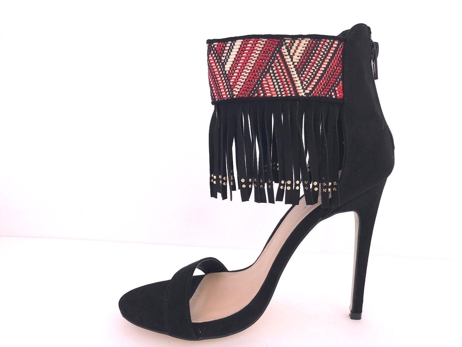 EVELYN Women Studded Fringe Embellishments Embroidered Pattern Size 9