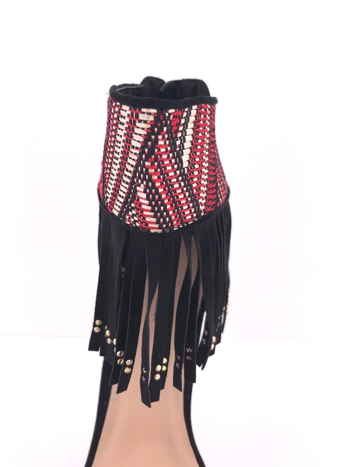 EVELYN Women Studded Fringe Embellishments Embroidered Pattern Size 9