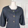 SHARAGANO 2PC Blue Polyester Rayon Stretch Short Sleeves Skirt Suit Size 12