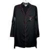 Juicy Couture Satin Long Sleeve Button Down Black Nightgown Lounge Shirt Size S