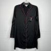 Juicy Couture Satin Long Sleeve Button Down Black Nightgown Lounge Shirt Size S