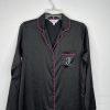 Juicy Couture Satin Long Sleeve Button Down Black Nightgown Lounge Shirt Size S