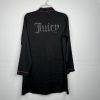 Juicy Couture Satin Long Sleeve Button Down Black Nightgown Lounge Shirt Size S