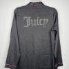 Juicy Couture Satin Long Sleeve Button Down Black Nightgown Lounge Shirt Size S