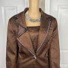 MARK Women 2PC Brown Polyester Beaded Lined Cocktail Skirt Suit Size 10