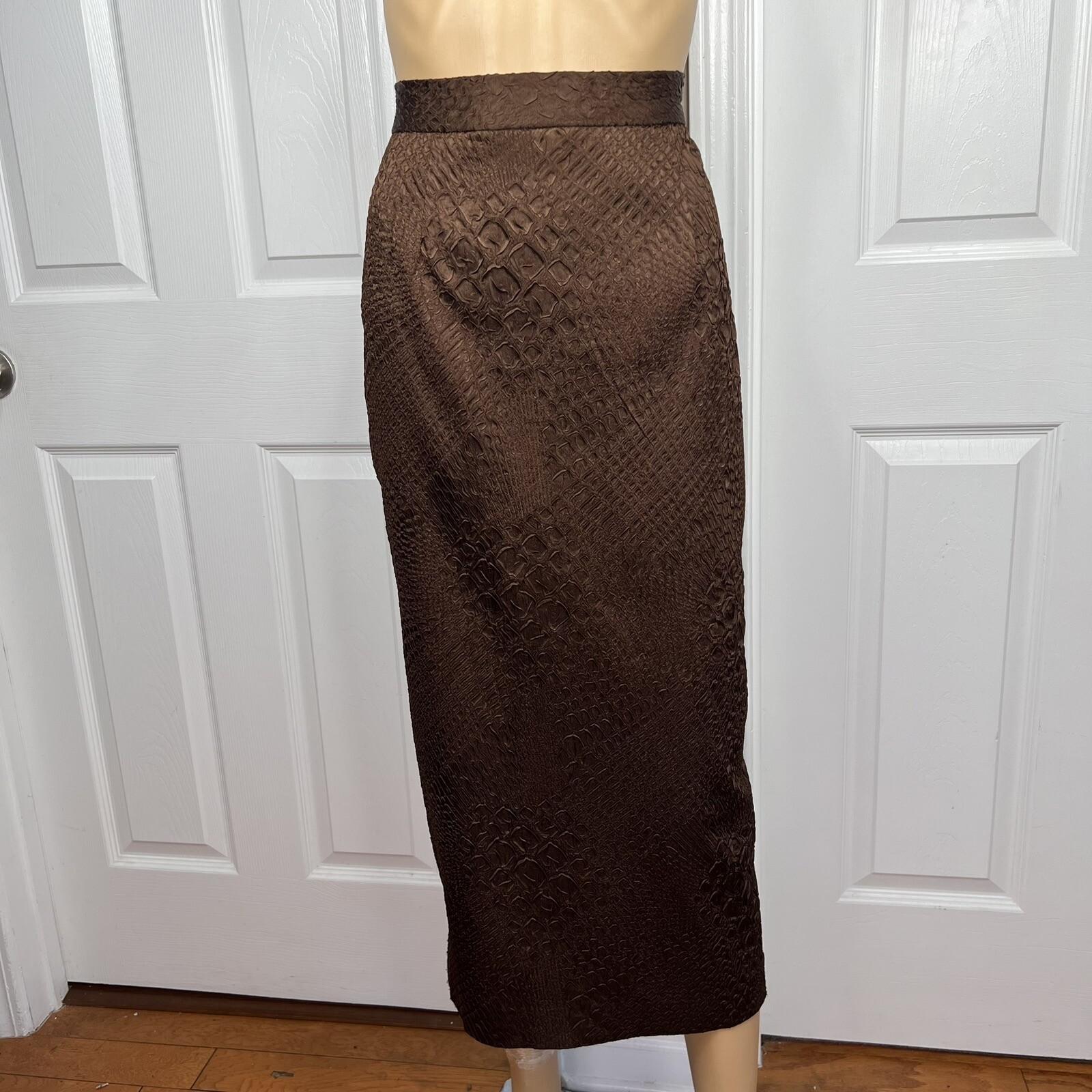 MARK Women 2PC Brown Polyester Beaded Lined Cocktail Skirt Suit Size 10