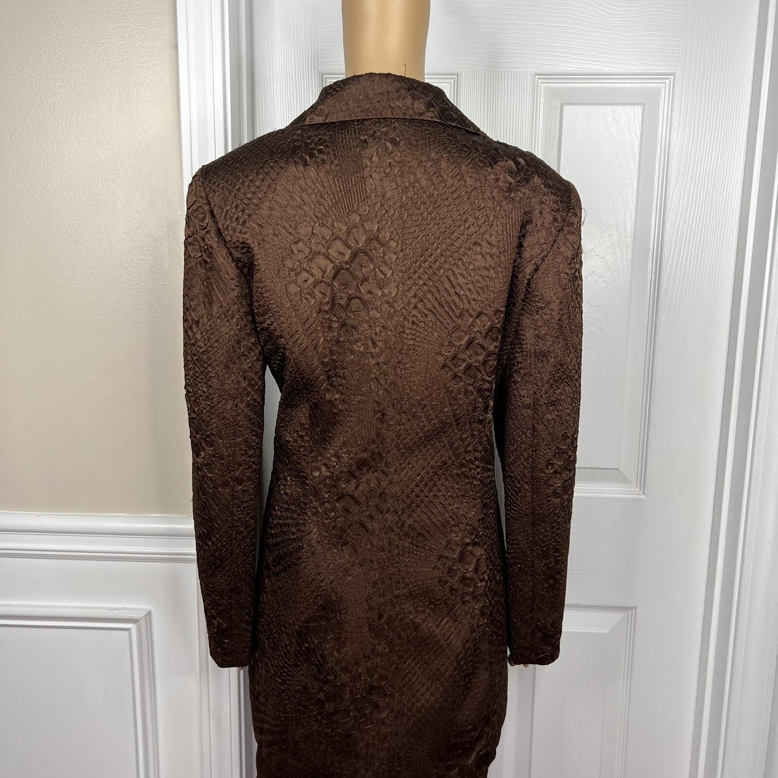 MARK Women 2PC Brown Polyester Beaded Lined Cocktail Skirt Suit Size 10
