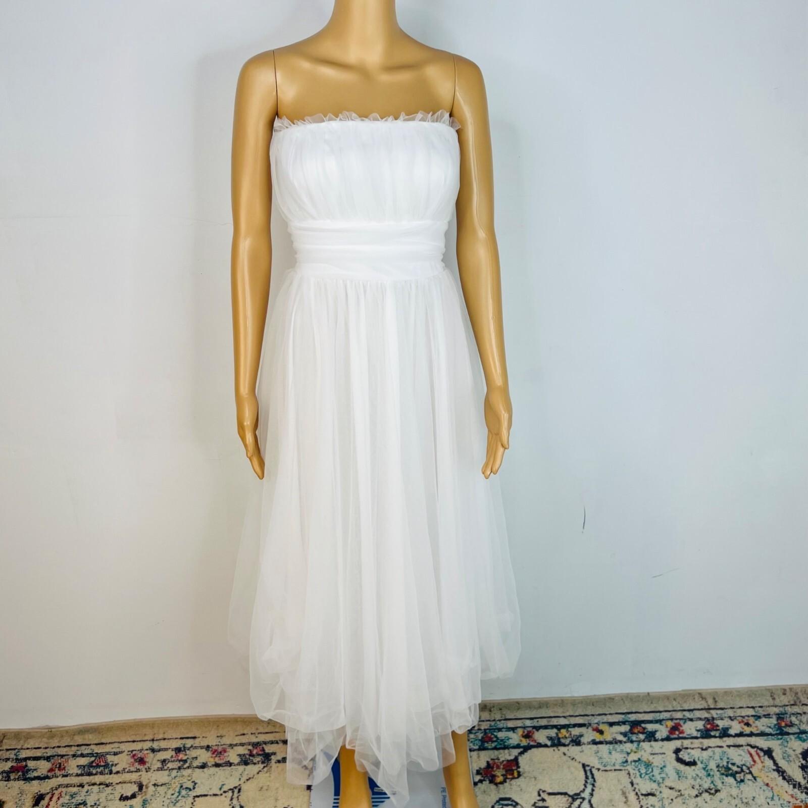Selfie Leslie Strapless High Low Midi Dress Size XL Tulle Mesh Stretch Layered