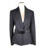 CALVIN KLEIN Women Gray Single Breasted Polyester Blend Belted Blazer Size 8