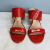10-7895.jpg Calvin Klein leather python slide sandals 9.5M red 2 band heels shoes stiletto
