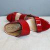 10-7898.jpg Calvin Klein leather python slide sandals 9.5M red 2 band heels shoes stiletto