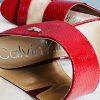 10-7899.jpg Calvin Klein leather python slide sandals 9.5M red 2 band heels shoes stiletto