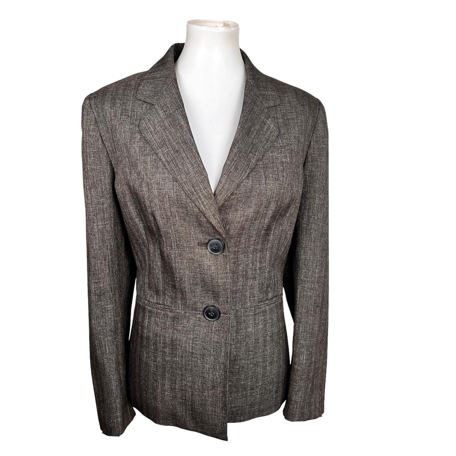 SUIT STUDIO 1PC Brown Metallic Polyester Lined Single Breasted Blazer Size 12