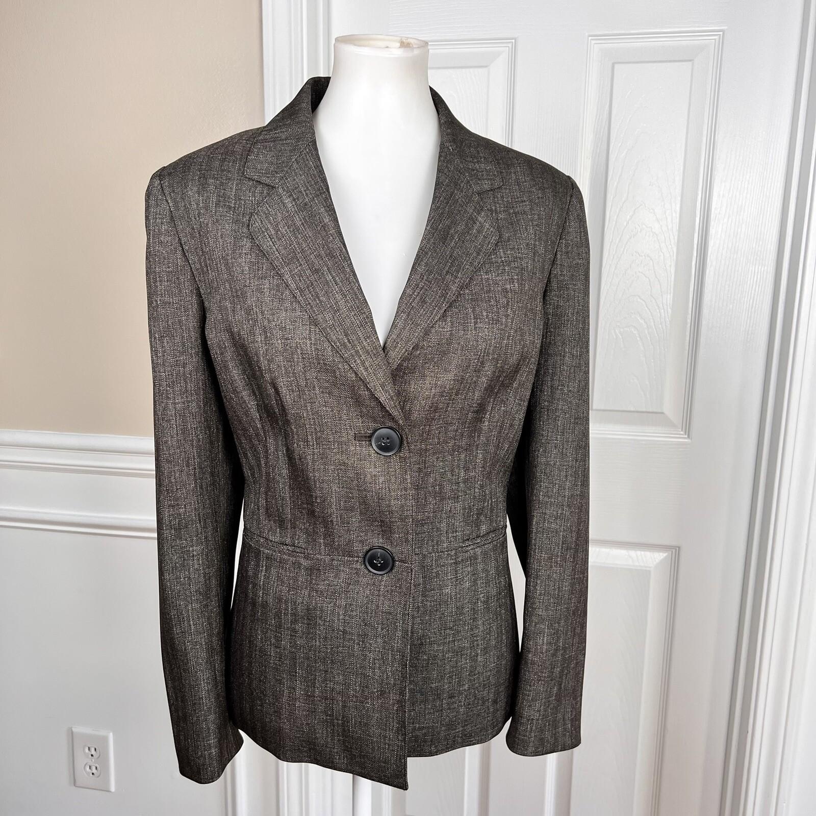 SUIT STUDIO 1PC Brown Metallic Polyester Lined Single Breasted Blazer Size 12