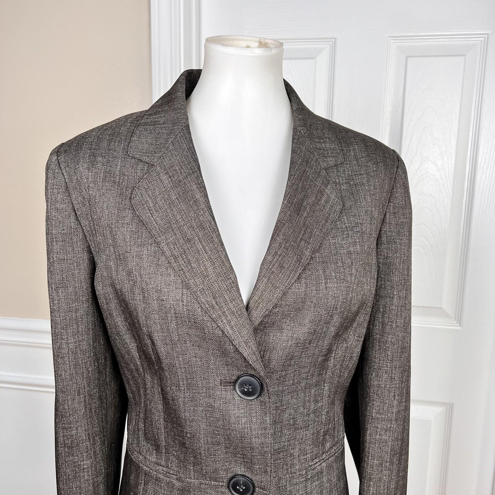 SUIT STUDIO 1PC Brown Metallic Polyester Lined Single Breasted Blazer Size 12
