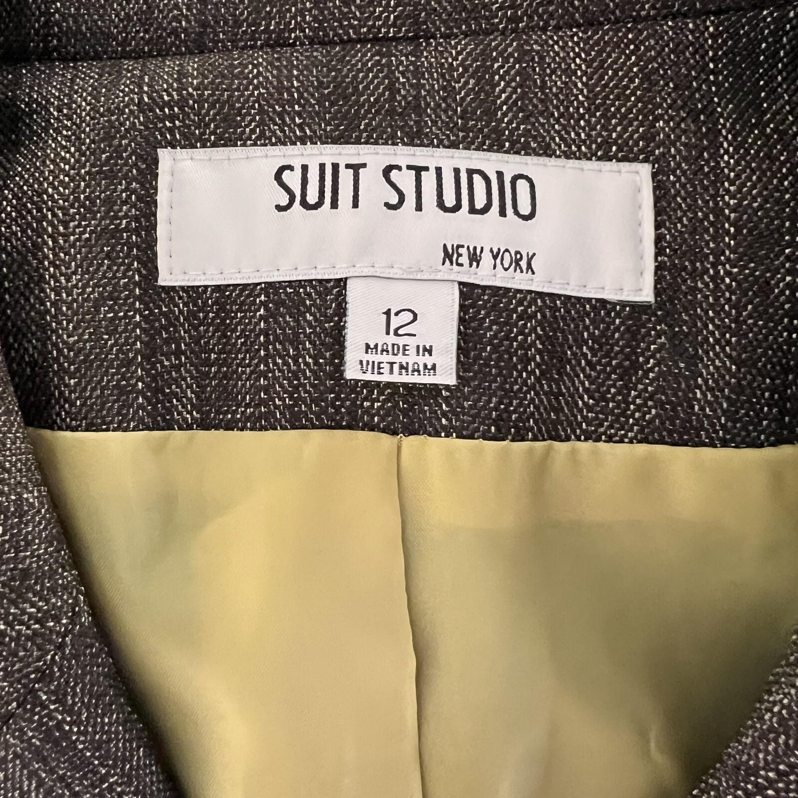 SUIT STUDIO 1PC Brown Metallic Polyester Lined Single Breasted Blazer Size 12