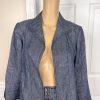 KASPER 2PC Blue Denim Like Linen Open Front Belted Career Skirt Suit Size 2P