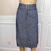 KASPER 2PC Blue Denim Like Linen Open Front Belted Career Skirt Suit Size 2P