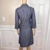 KASPER 2PC Blue Denim Like Linen Open Front Belted Career Skirt Suit Size 2P