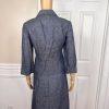 KASPER 2PC Blue Denim Like Linen Open Front Belted Career Skirt Suit Size 2P