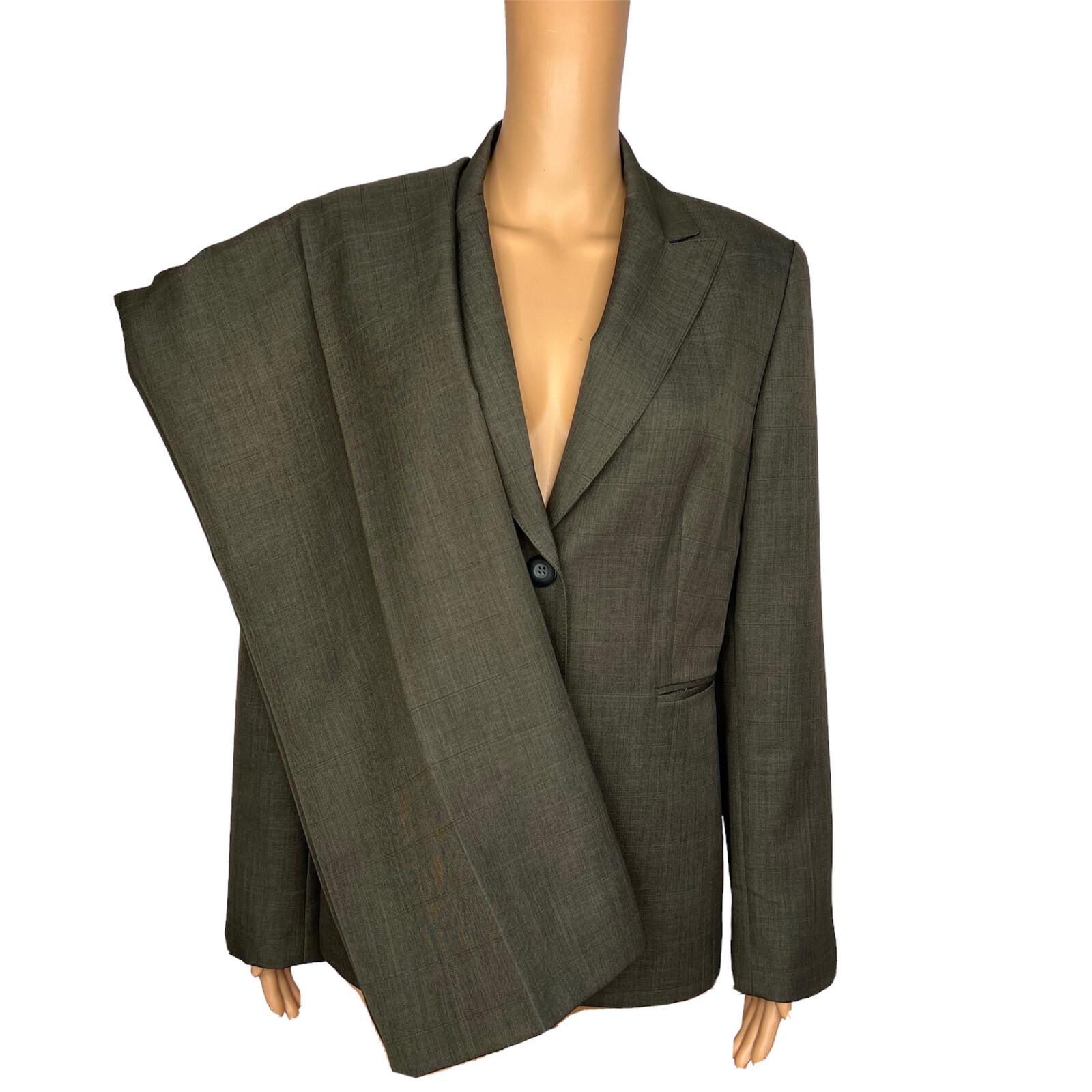 Evan Picone Pant Suit Size 12 Polyester Green Lined Peak Collar Pockets 2PC