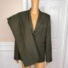 Evan Picone Pant Suit Size 12 Polyester Green Lined Peak Collar Pockets 2PC