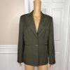 Evan Picone Pant Suit Size 12 Polyester Green Lined Peak Collar Pockets 2PC