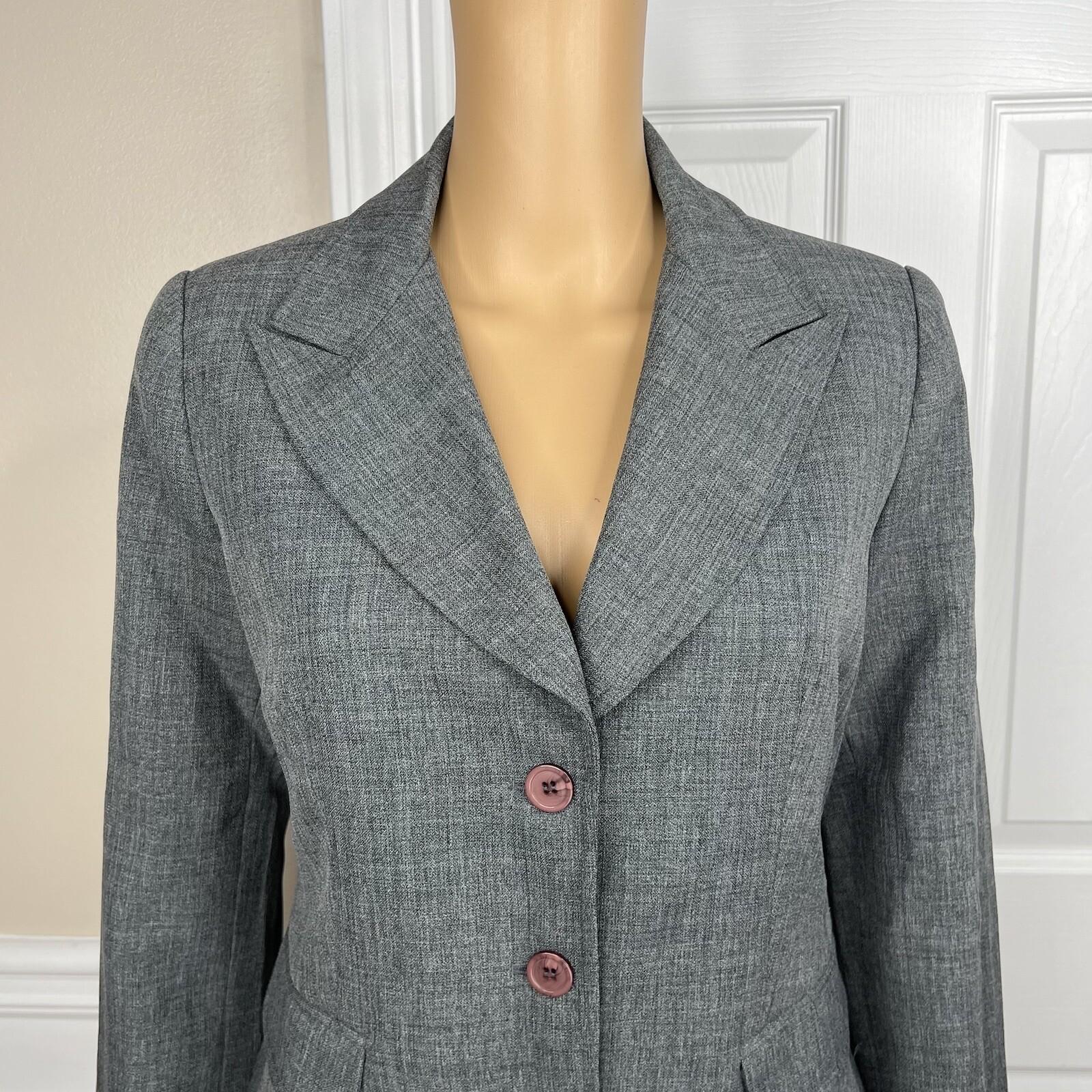 Biacci Women Polyester Skirt Suit Size 6 Gray Lined Peak Collar 2PC Career