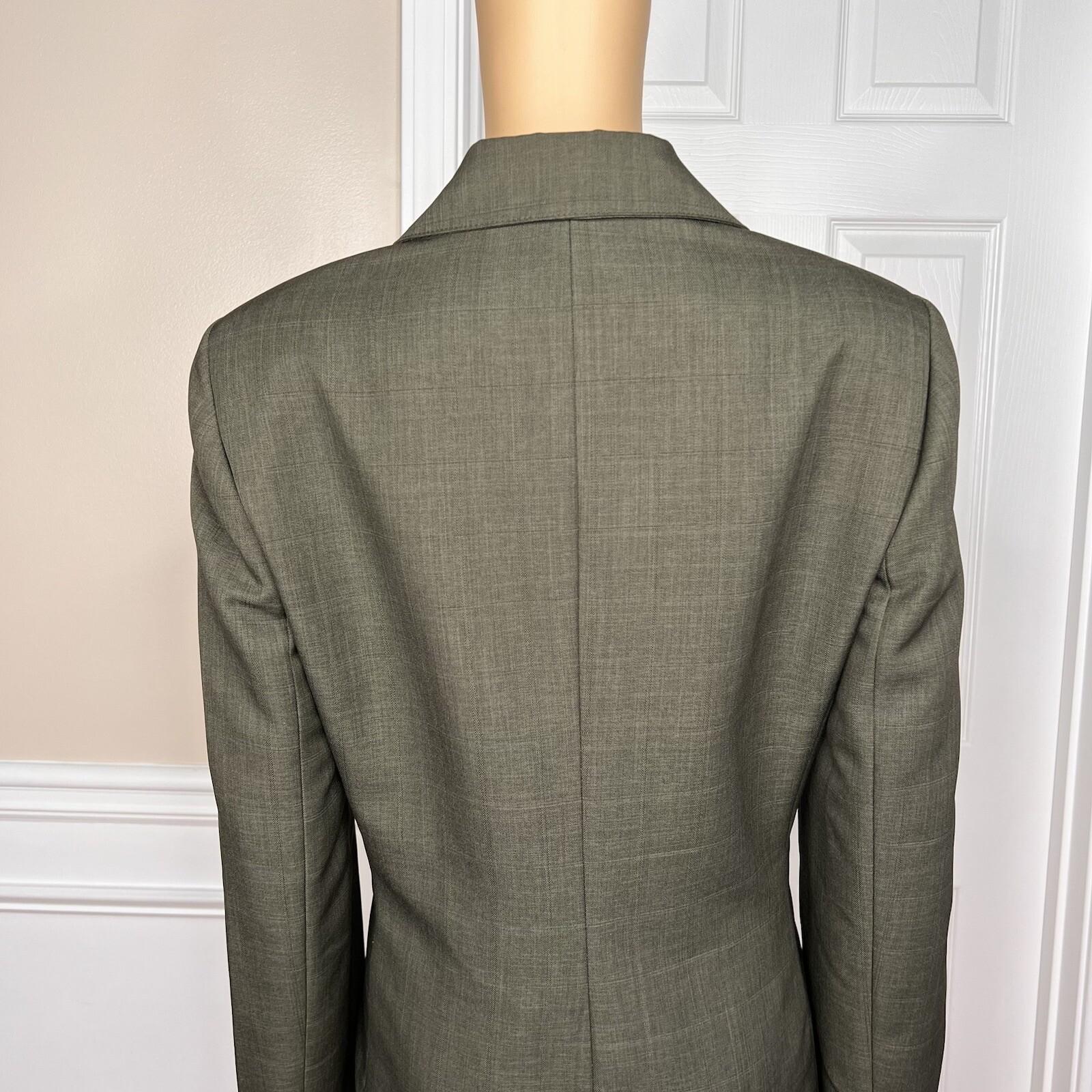 Evan Picone Pant Suit Size 12 Polyester Green Lined Peak Collar Pockets 2PC