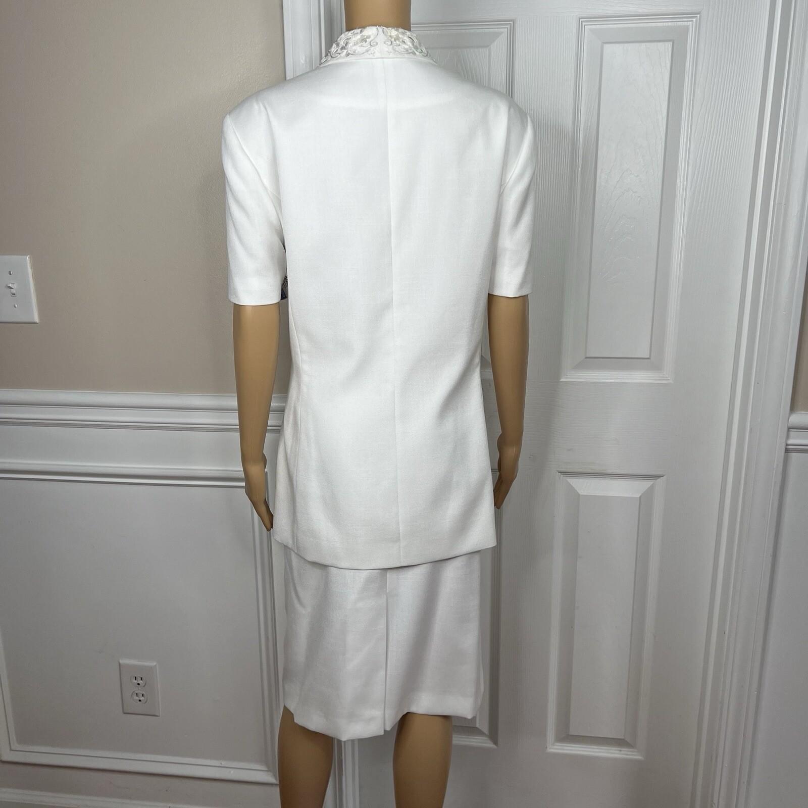 Le Suit Viscose Blend Skirt Suit 18 Embroidered Beaded Short Sleeves 2PC New