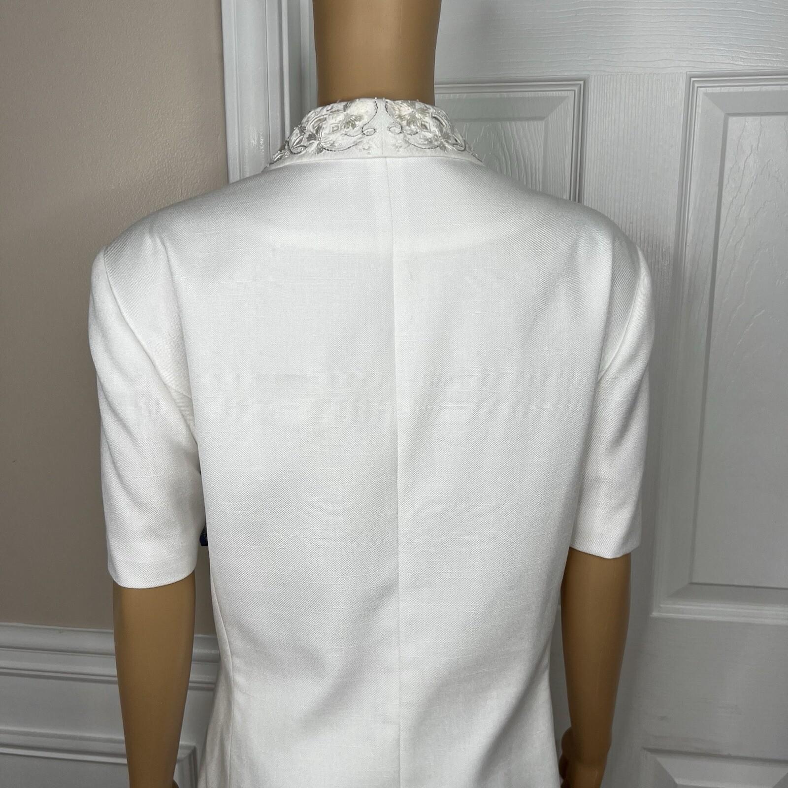 Le Suit Viscose Blend Skirt Suit 18 Embroidered Beaded Short Sleeves 2PC New