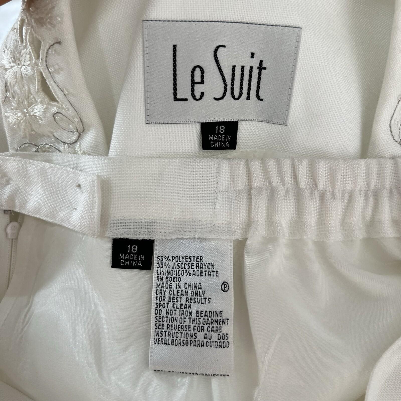 Le Suit Viscose Blend Skirt Suit 18 Embroidered Beaded Short Sleeves 2PC New