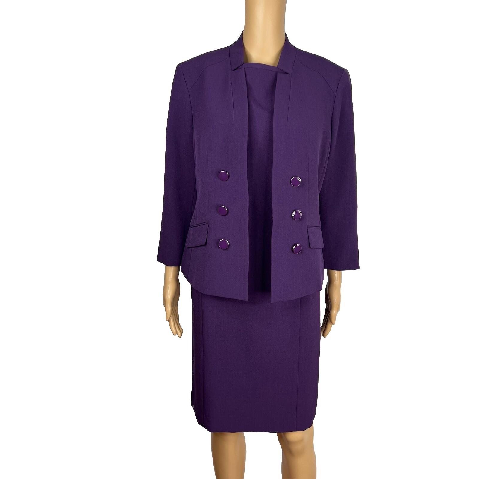 10-7946.jpg Le Suit Polyester Spandex Dress Suit 10P Purple Stand Up Collar Cocktail 2PC