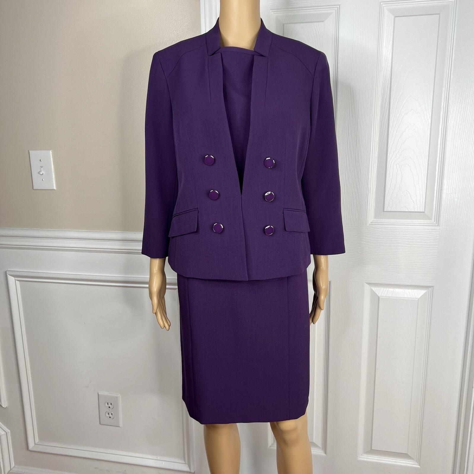 10-7947.jpg Le Suit Polyester Spandex Dress Suit 10P Purple Stand Up Collar Cocktail 2PC