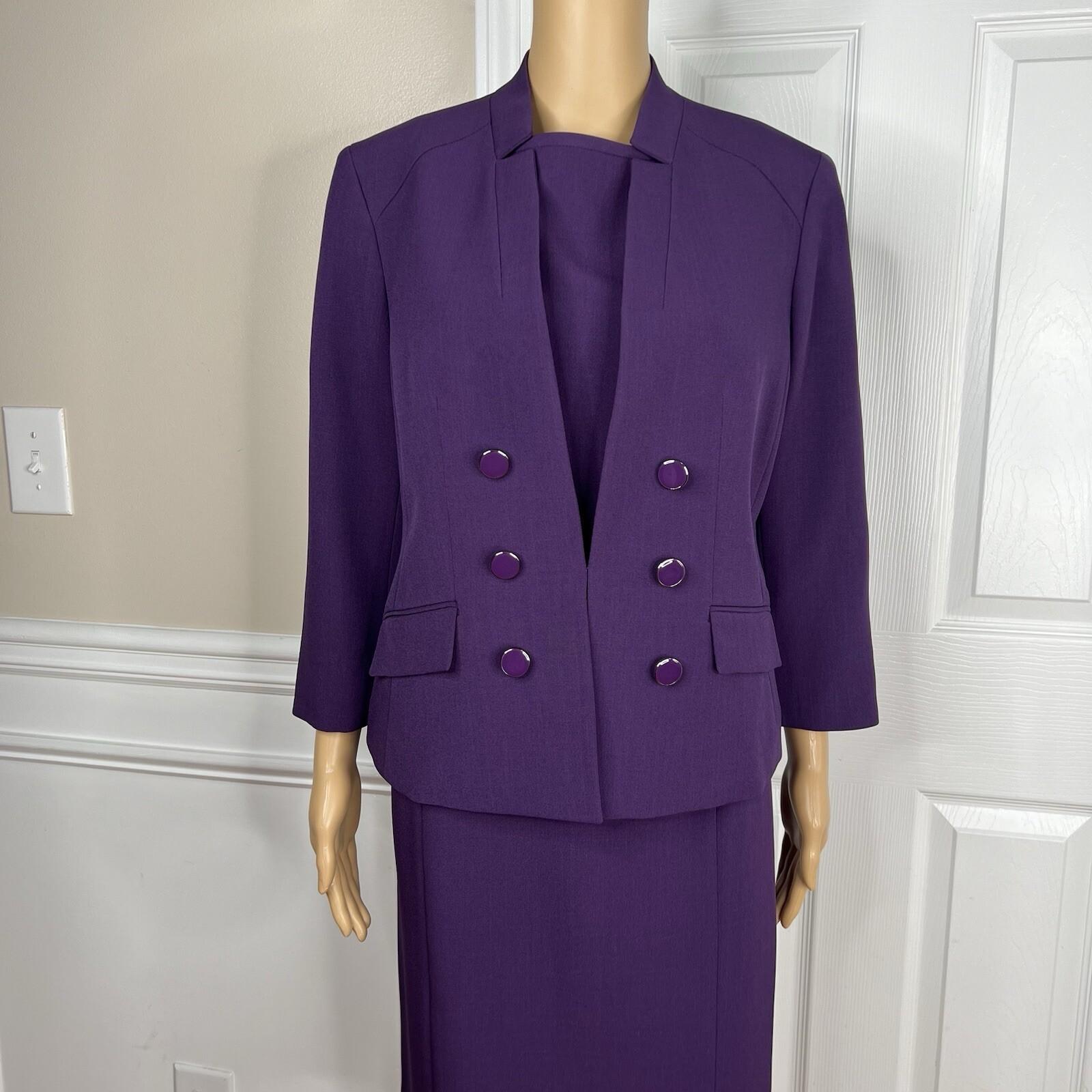 10-7948.jpg Le Suit Polyester Spandex Dress Suit 10P Purple Stand Up Collar Cocktail 2PC
