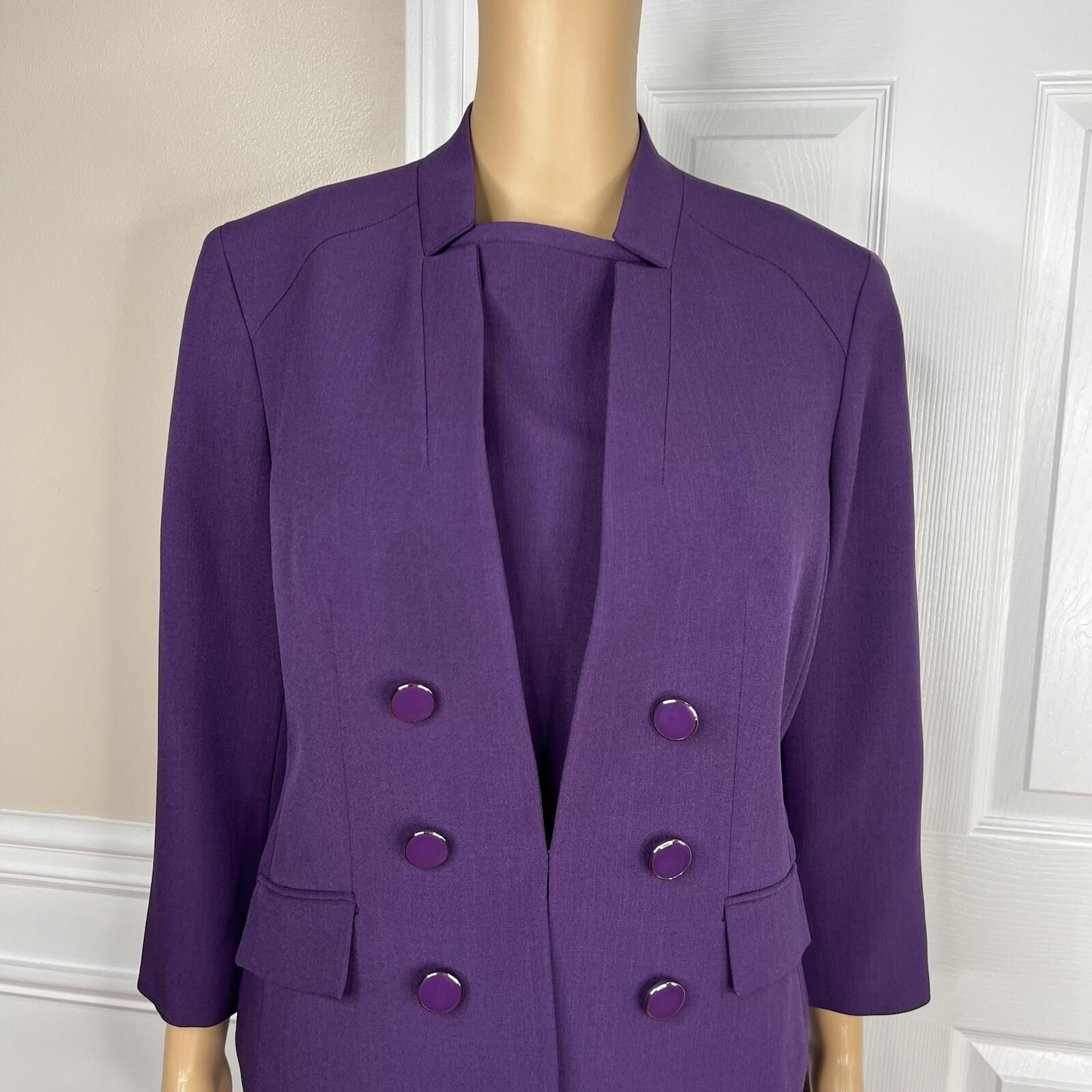 10-7949.jpg Le Suit Polyester Spandex Dress Suit 10P Purple Stand Up Collar Cocktail 2PC